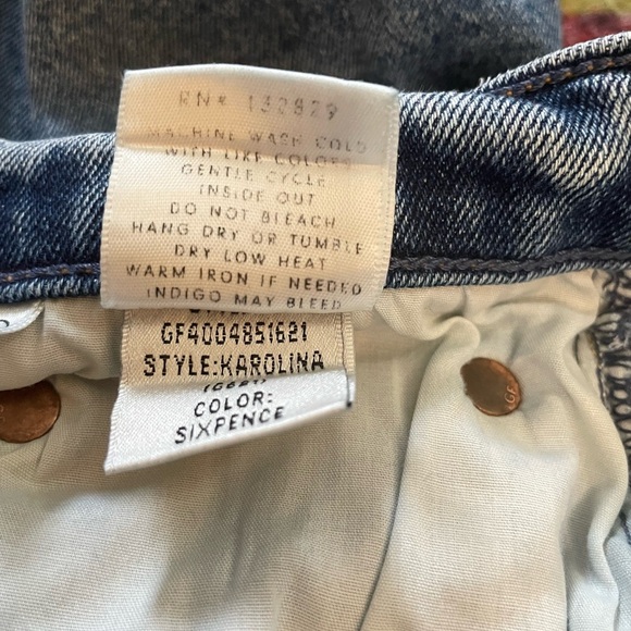 GRLFRND Karolina Crop Slightly Distressed Blue Denim Jean Sixpence Wash Size 31 - Picture 10 of 11